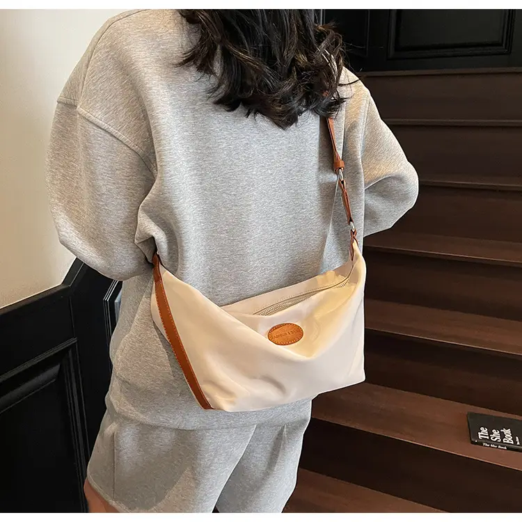 Green Crossbody Bag with Orange Handle & Leather Strap — feature 24