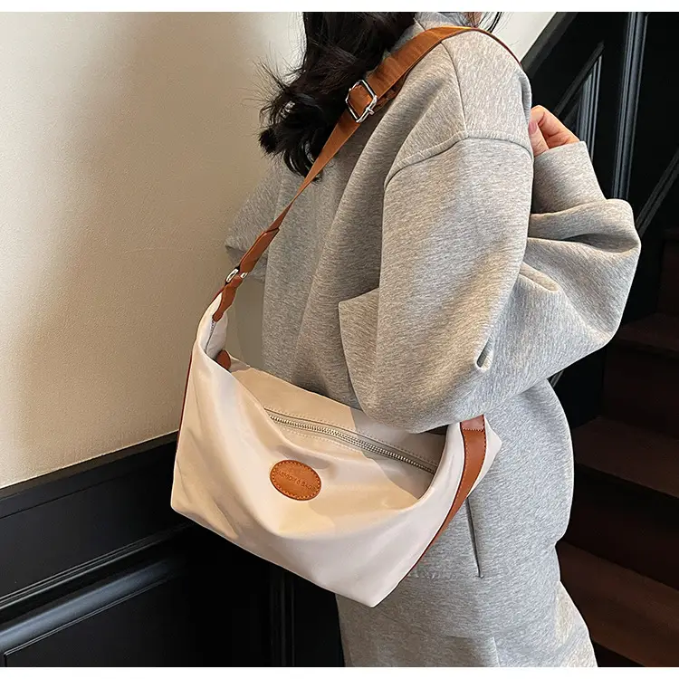 Green Crossbody Bag with Orange Handle & Leather Strap — feature 25