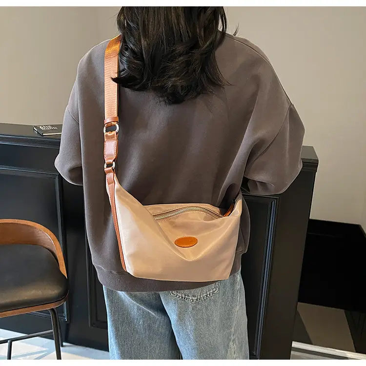 Green Crossbody Bag with Orange Handle & Leather Strap — feature 30
