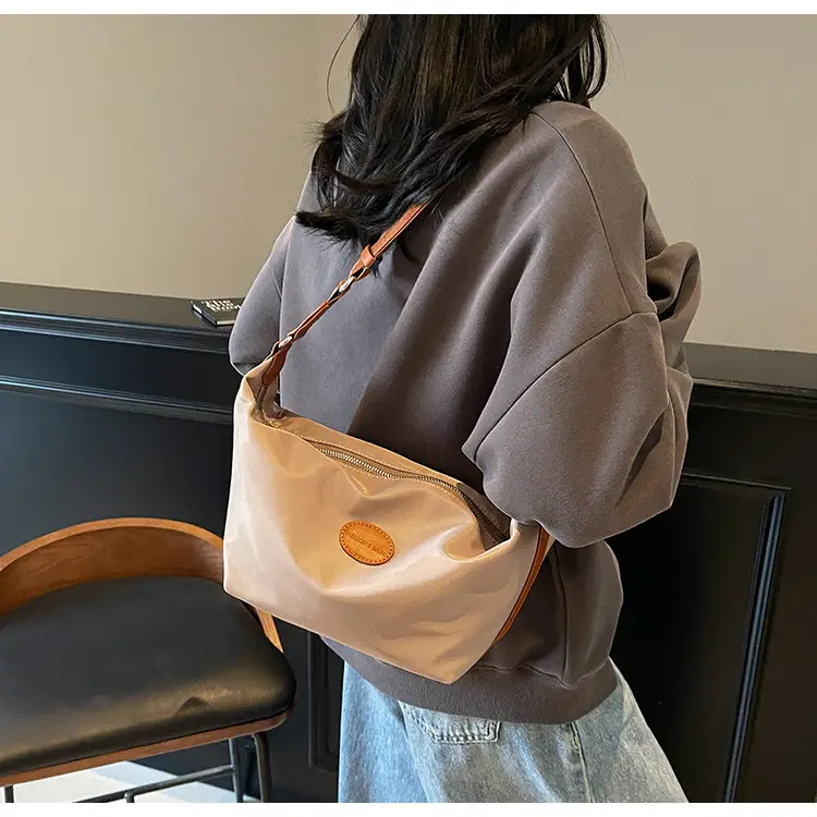 Green Crossbody Bag with Orange Handle & Leather Strap — feature 32