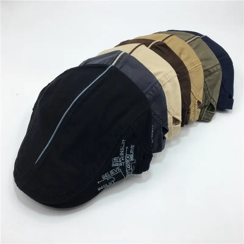 Men's Black Embroidered Sun Hat Forward Cap - Image 8