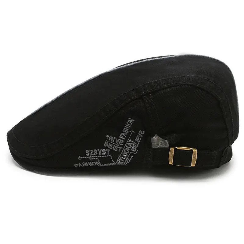 Men's Black Embroidered Sun Hat Forward Cap - Image 11