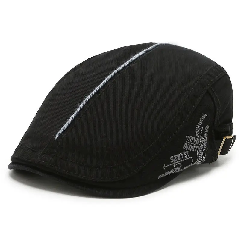 Men's Black Embroidered Sun Hat Forward Cap - Image 2