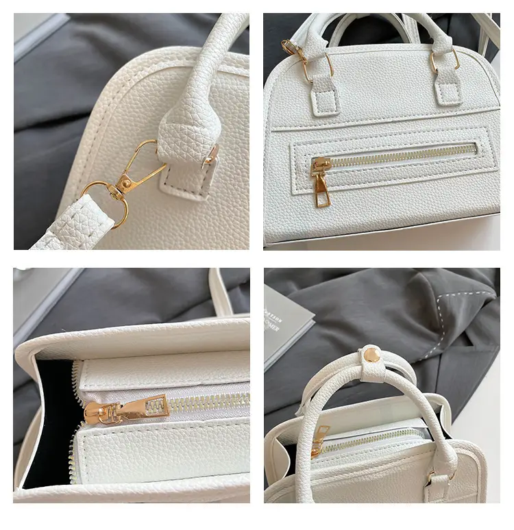 Women's Zipper Shoulder Bag Brown Leather Cartoon Style — feature 10