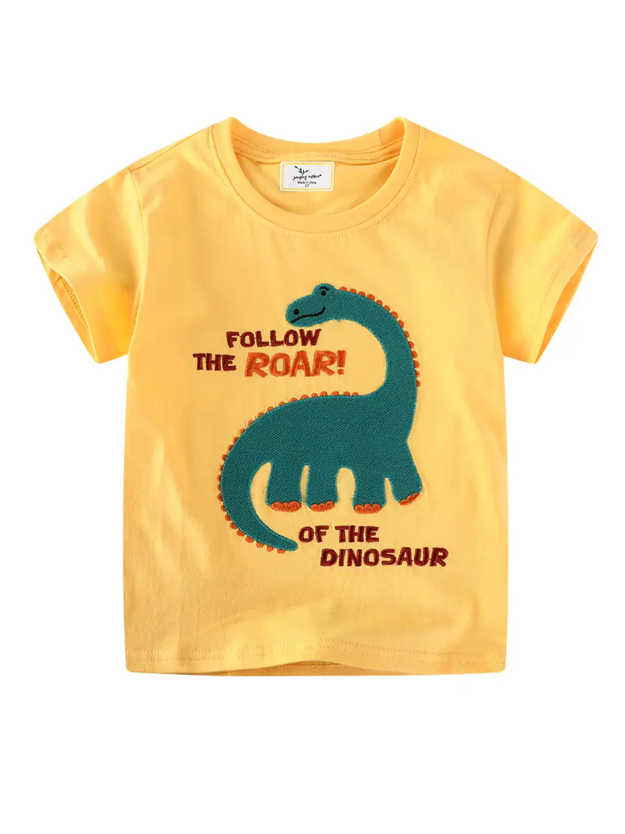 2025 Kids T-Shirt Yellow Dinosaur Embroidered - Image 6