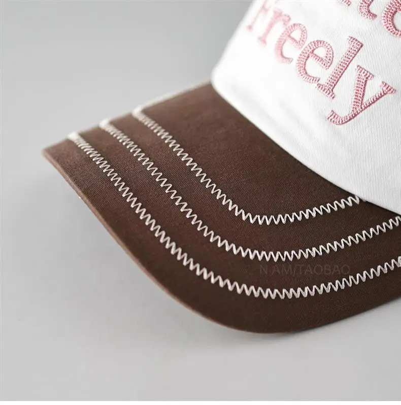 Baseball Cap White Brown Pink Letter Embroidered — feature 10
