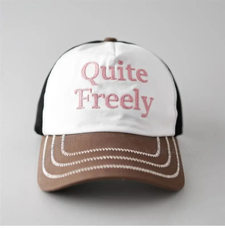 Baseball Cap White Brown Pink Letter Embroidered — feature 5
