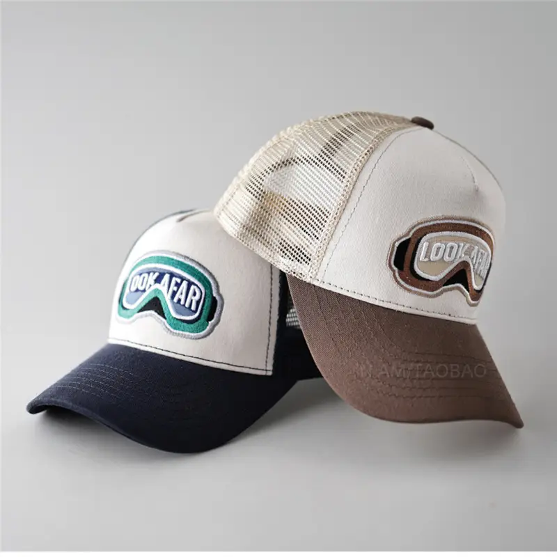Men's Color-Blocked Goggles Cap with Mesh Back