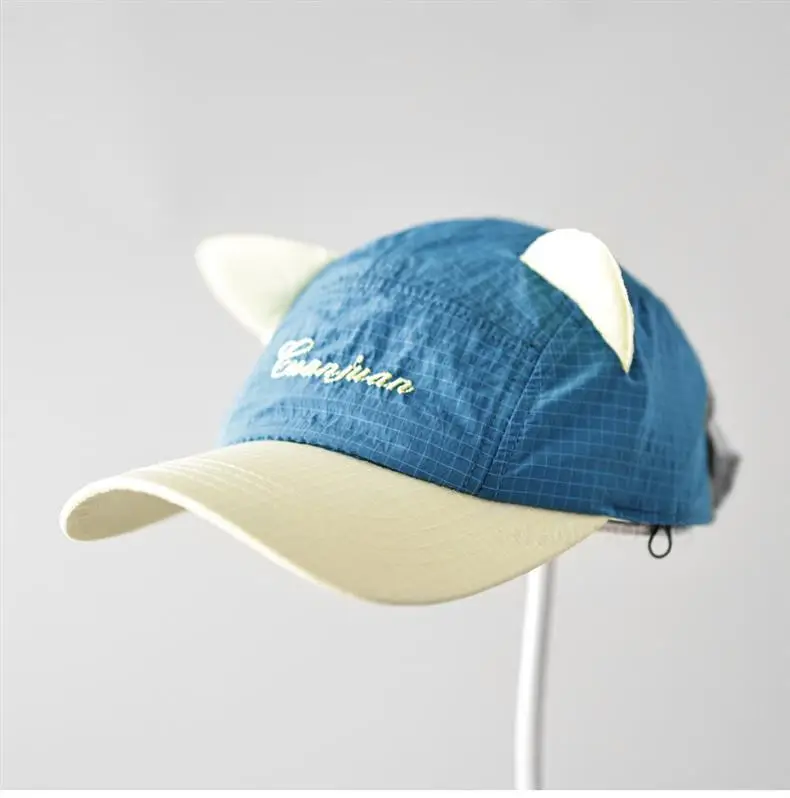 Cute Cat Ear Baseball Cap Purple Green — feature 1
