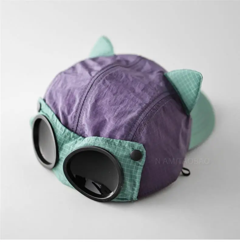 Cute Cat Ear Baseball Cap Purple Green — feature 9
