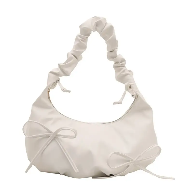 Silver Pleated Bow Shoulder Bag for Women 2025 - Image 9