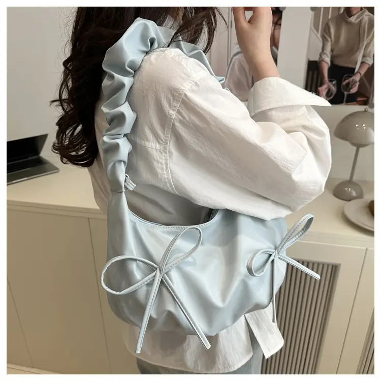 Silver Pleated Bow Shoulder Bag for Women 2025 — feature 10