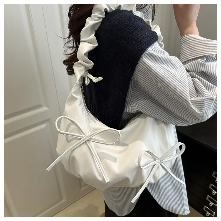 Silver Pleated Bow Shoulder Bag for Women 2025 — feature 12