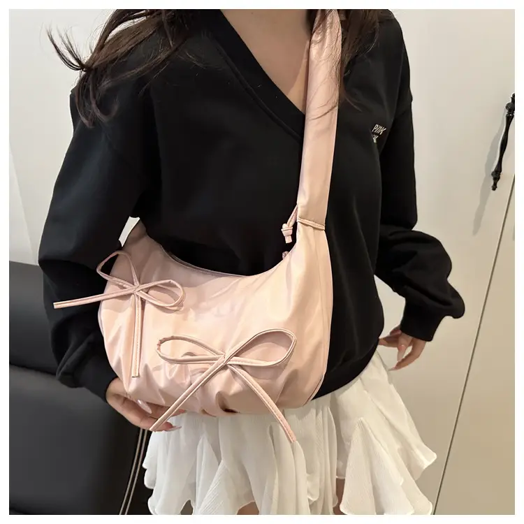 Silver Pleated Bow Shoulder Bag for Women 2025 — feature 16