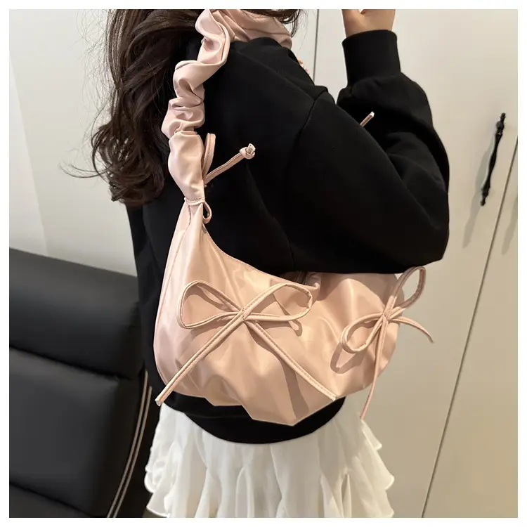 Silver Pleated Bow Shoulder Bag for Women 2025 — feature 17