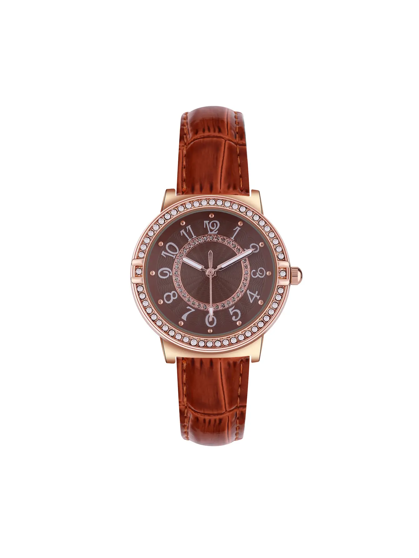 Women's 2025 Quartz Watch with Four-Leaf Clover Rhinestone Rose Gold Case - Image 5
