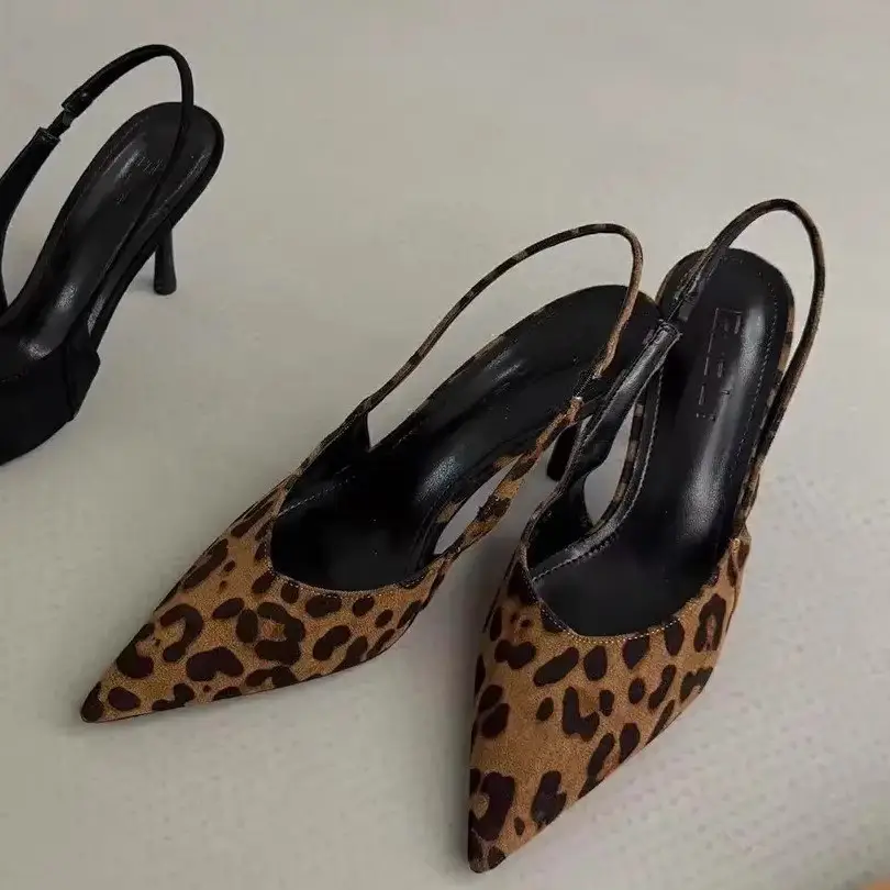 Pointed Toe Stiletto Leopard Print High Heels for Women, 2026 Spring/Summer New Style, Closed-Toe, Sexy Black, Elegant and High-End Sandals - Image 7