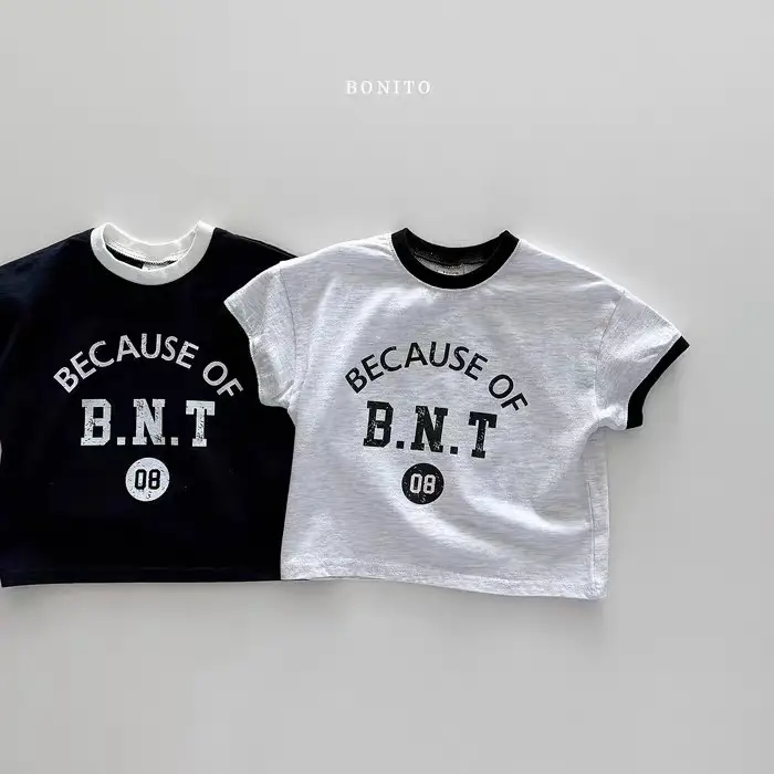 Baby T-Shirt "Because of B.N.T" Cotton Black Shorts Set