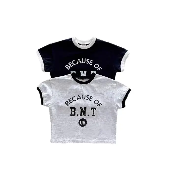 Baby T-Shirt "Because of B.N.T" Cotton Black Shorts Set