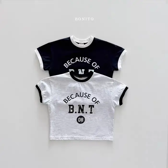 Baby T-Shirt "Because of B.N.T" Cotton Black Shorts Set — feature 2