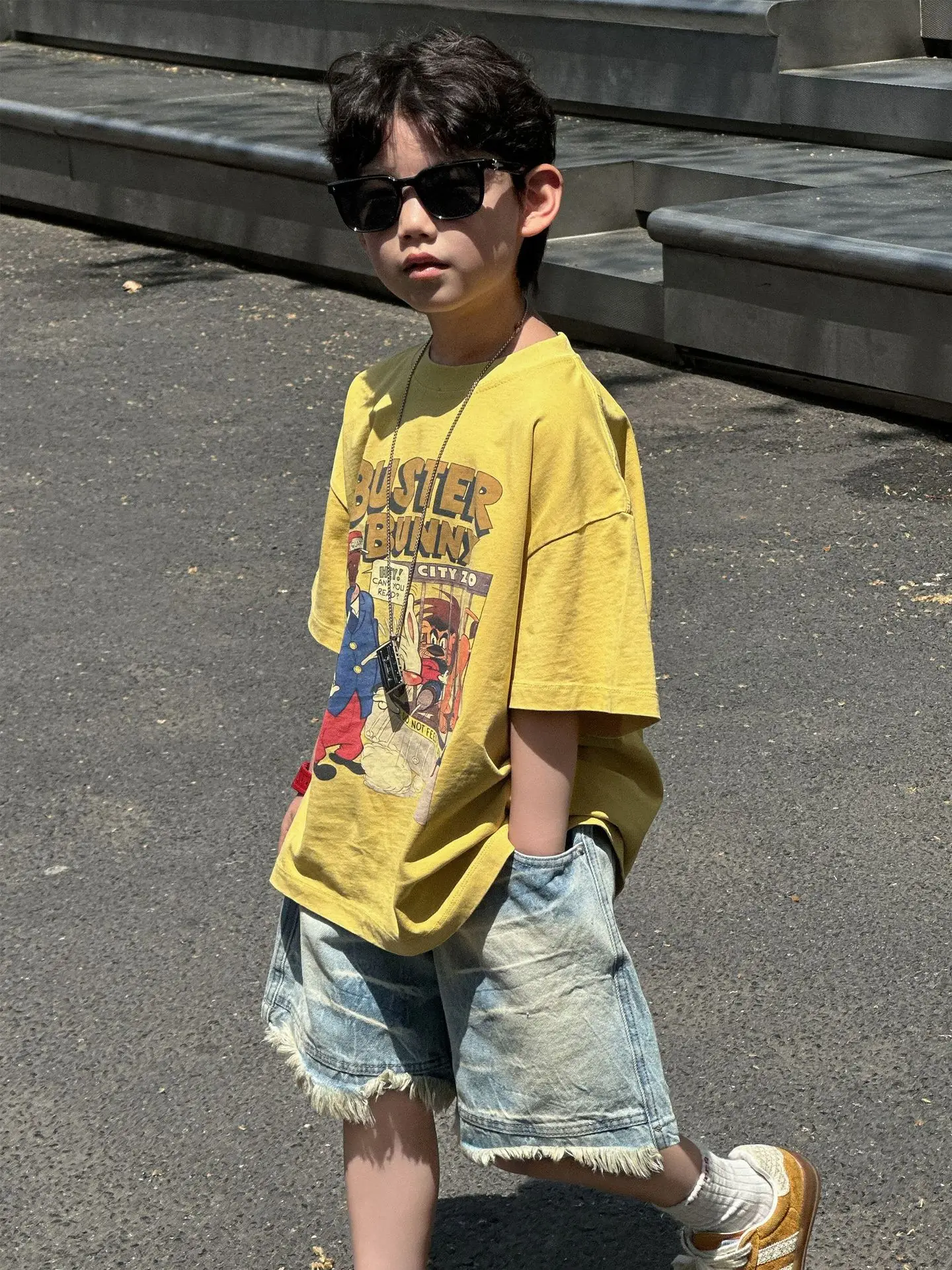 Kids Printed T-Shirt Yellow Boys Summer Loose Fit - Image 6