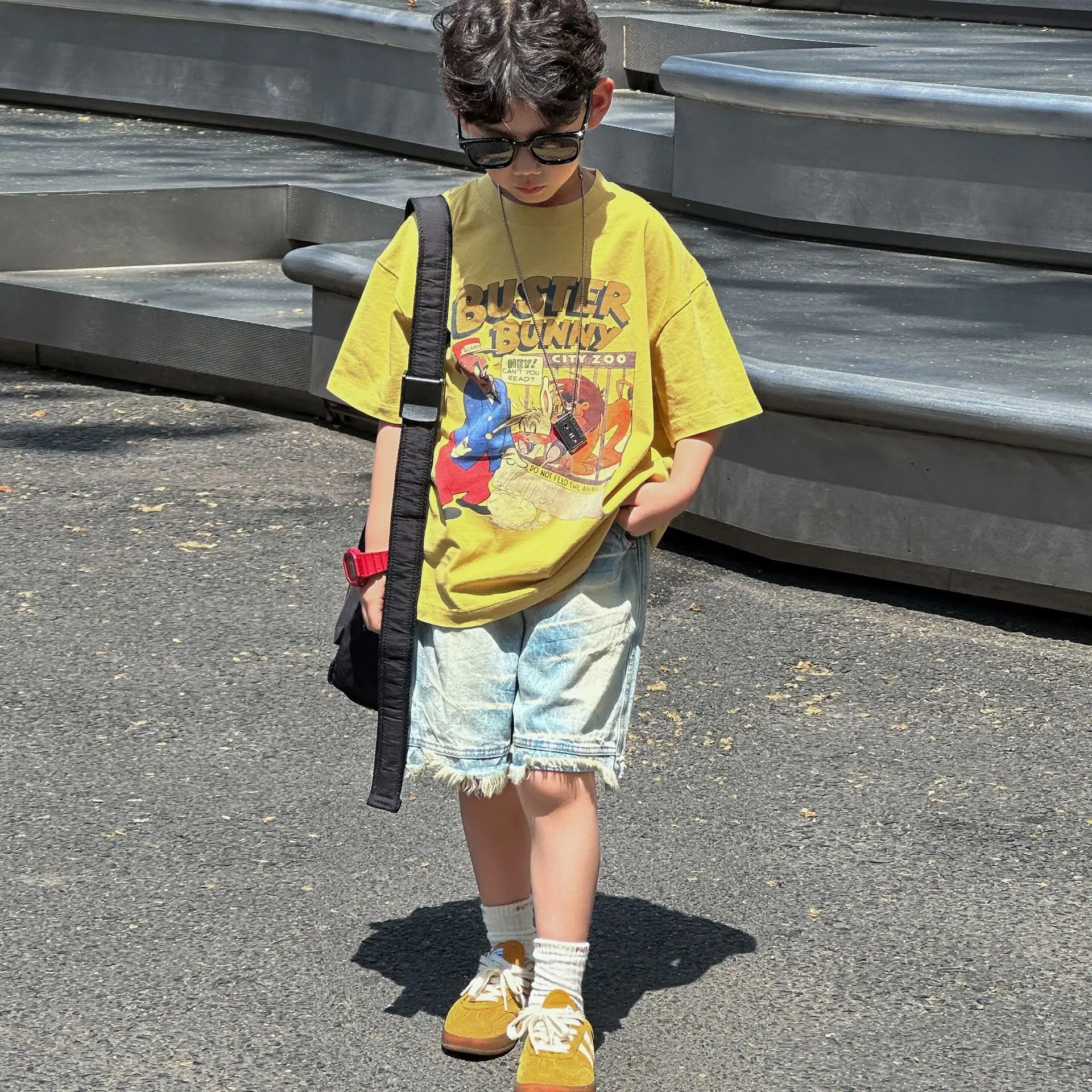 Kids Printed T-Shirt Yellow Boys Summer Loose Fit — feature 7