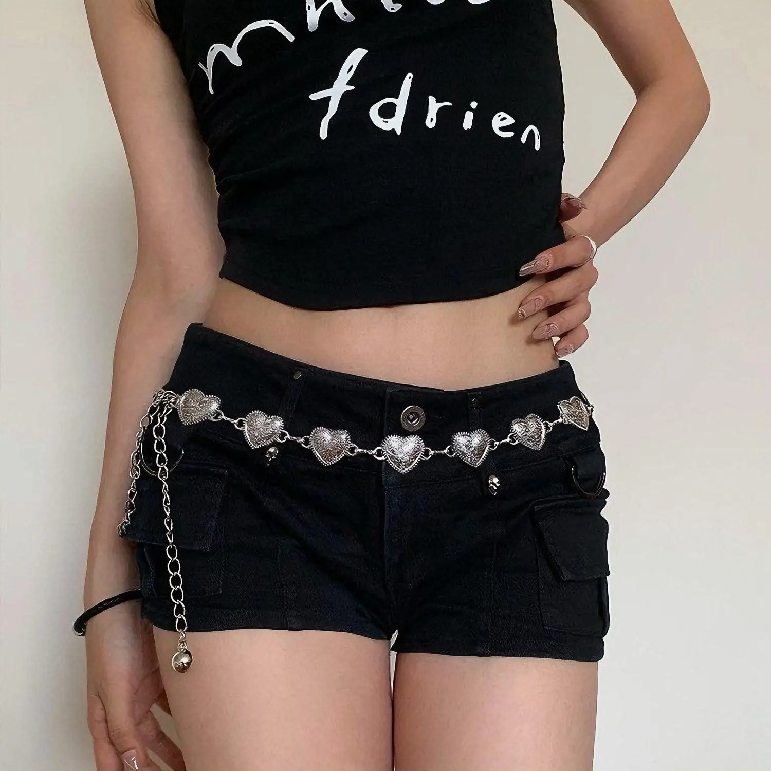Vintage Silver Metal Love Waist Chain Women's Ins Niche Belt - Image 3