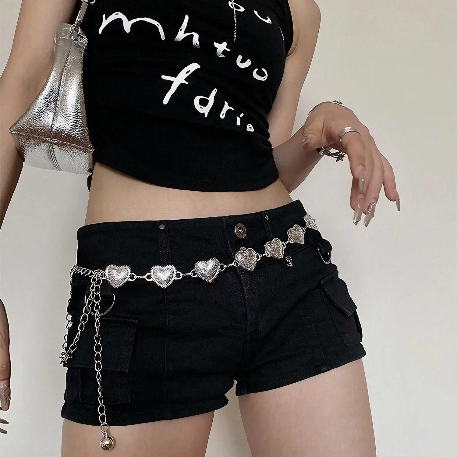 Vintage Silver Metal Love Waist Chain Women's Ins Niche Belt - Image 4