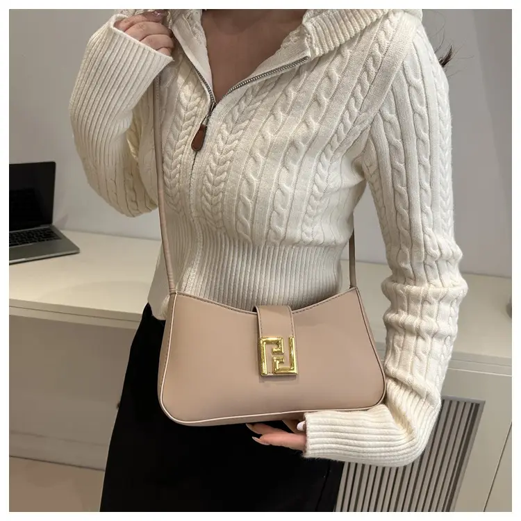 White Gold Logo Shoulder Bag for Women — feature 31