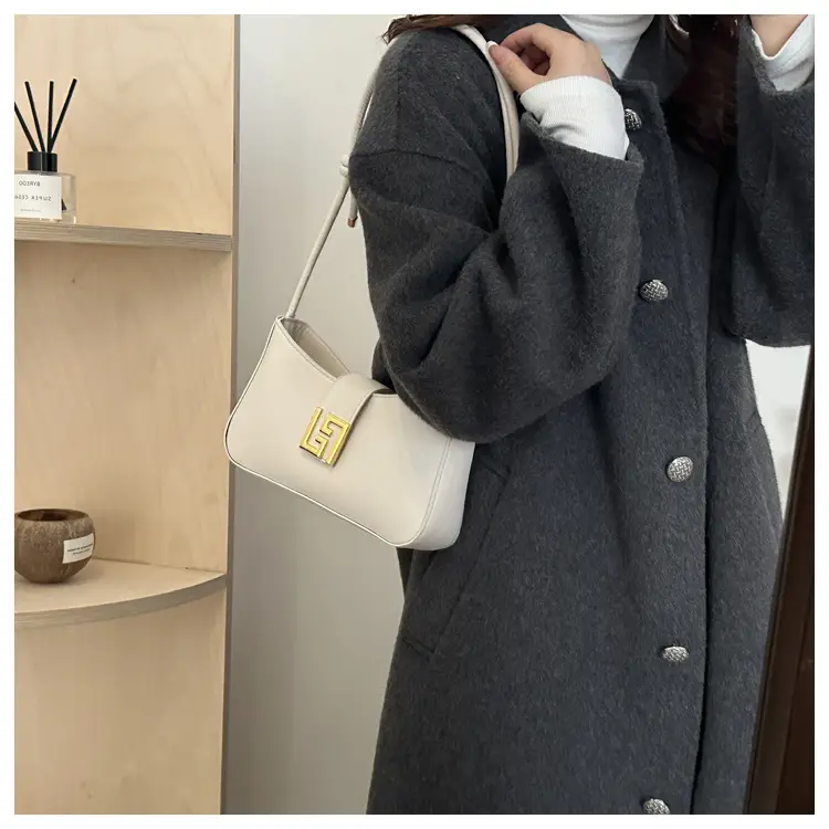 White Gold Logo Shoulder Bag for Women — feature 34