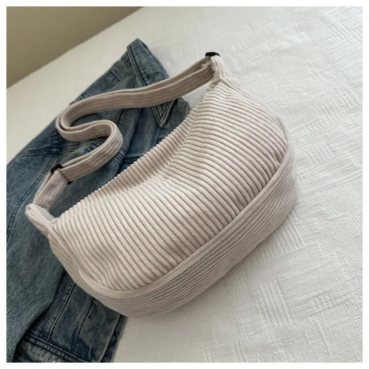Women's Yellow Ribbed Crossbody Bag with Adjustable Strap — feature 10