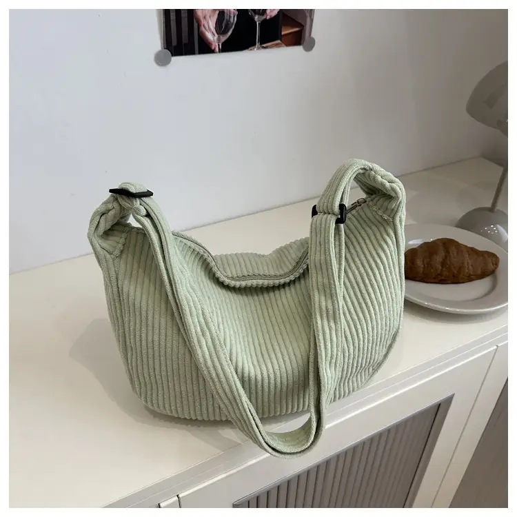 Women's Yellow Ribbed Crossbody Bag with Adjustable Strap — feature 15
