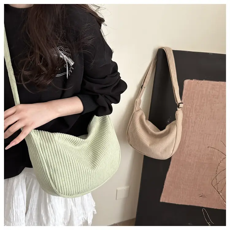 Women's Yellow Ribbed Crossbody Bag with Adjustable Strap — feature 16