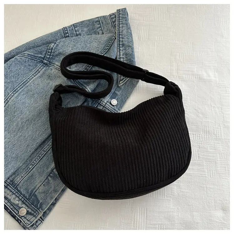 Women's Yellow Ribbed Crossbody Bag with Adjustable Strap — feature 21