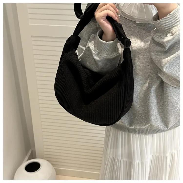 Women's Yellow Ribbed Crossbody Bag with Adjustable Strap — feature 23
