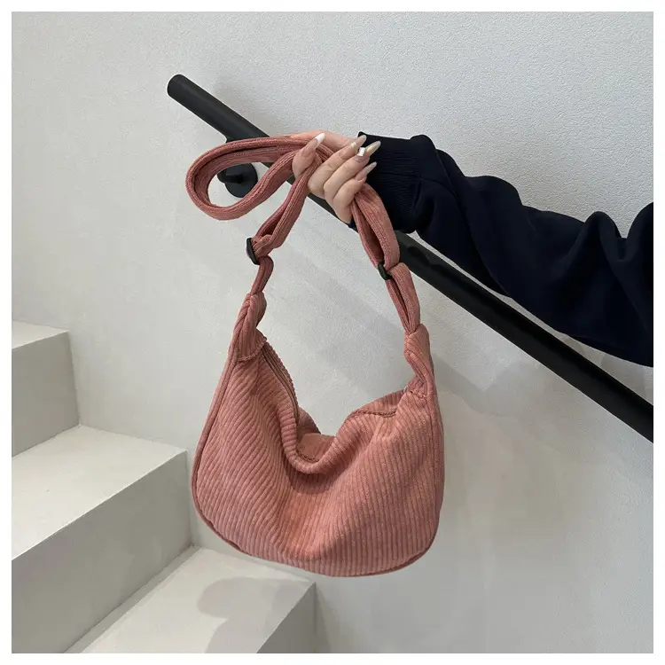 Women's Yellow Ribbed Crossbody Bag with Adjustable Strap — feature 27
