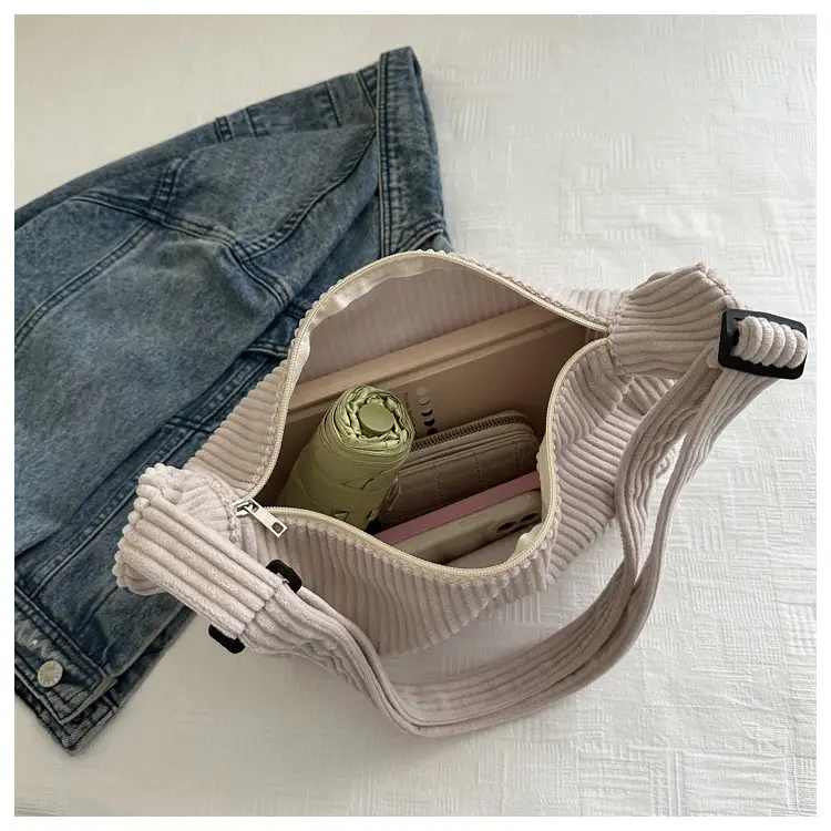 Women's Yellow Ribbed Crossbody Bag with Adjustable Strap — feature 8