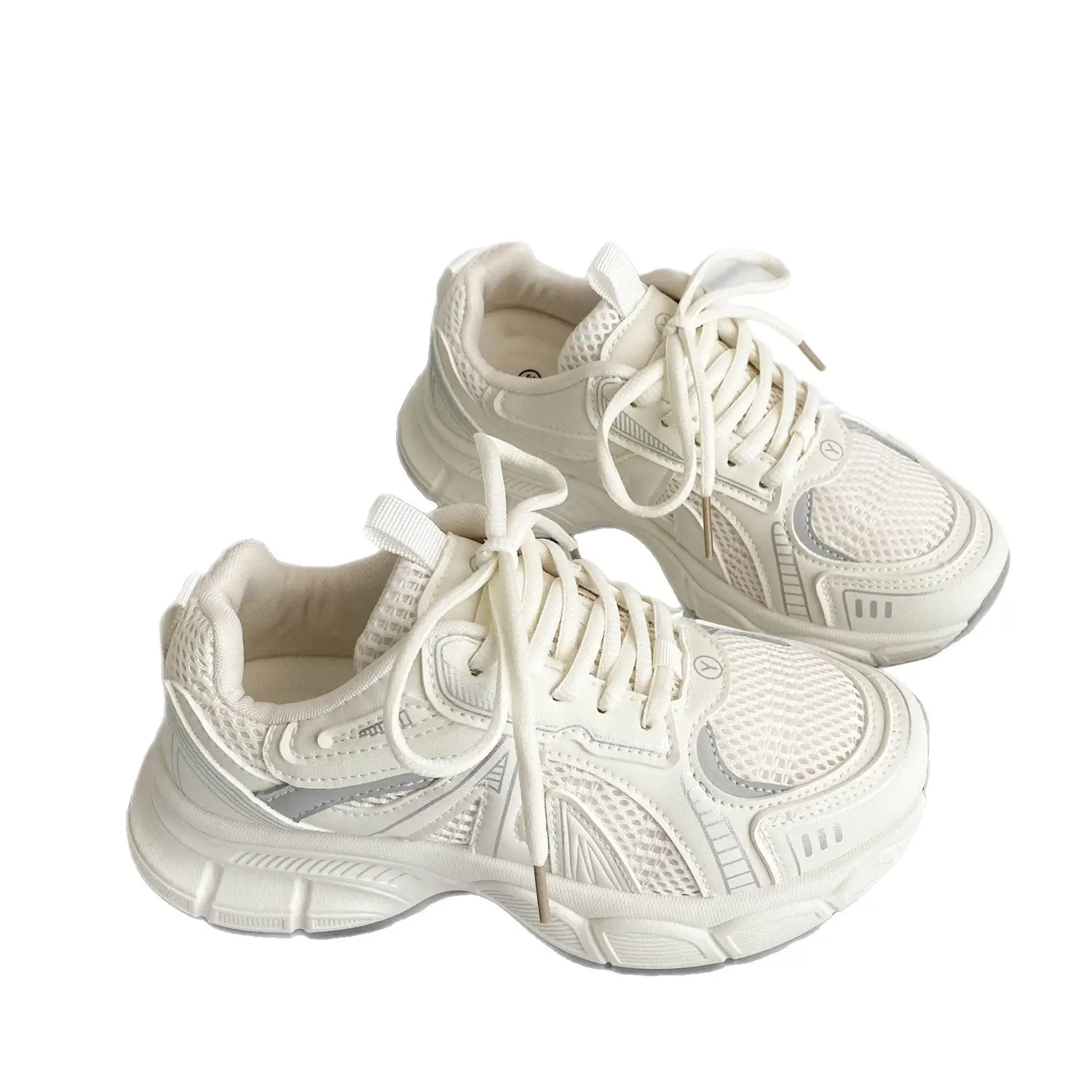 Women White Mesh Knee-high Sneakers 2025 Summer - Image 5