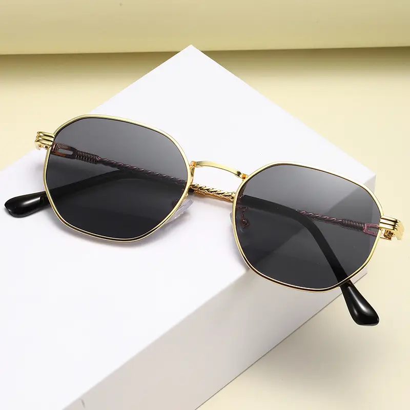 Square Sunglasses with Anti-UV Gold Frame for Men Women - Image 9