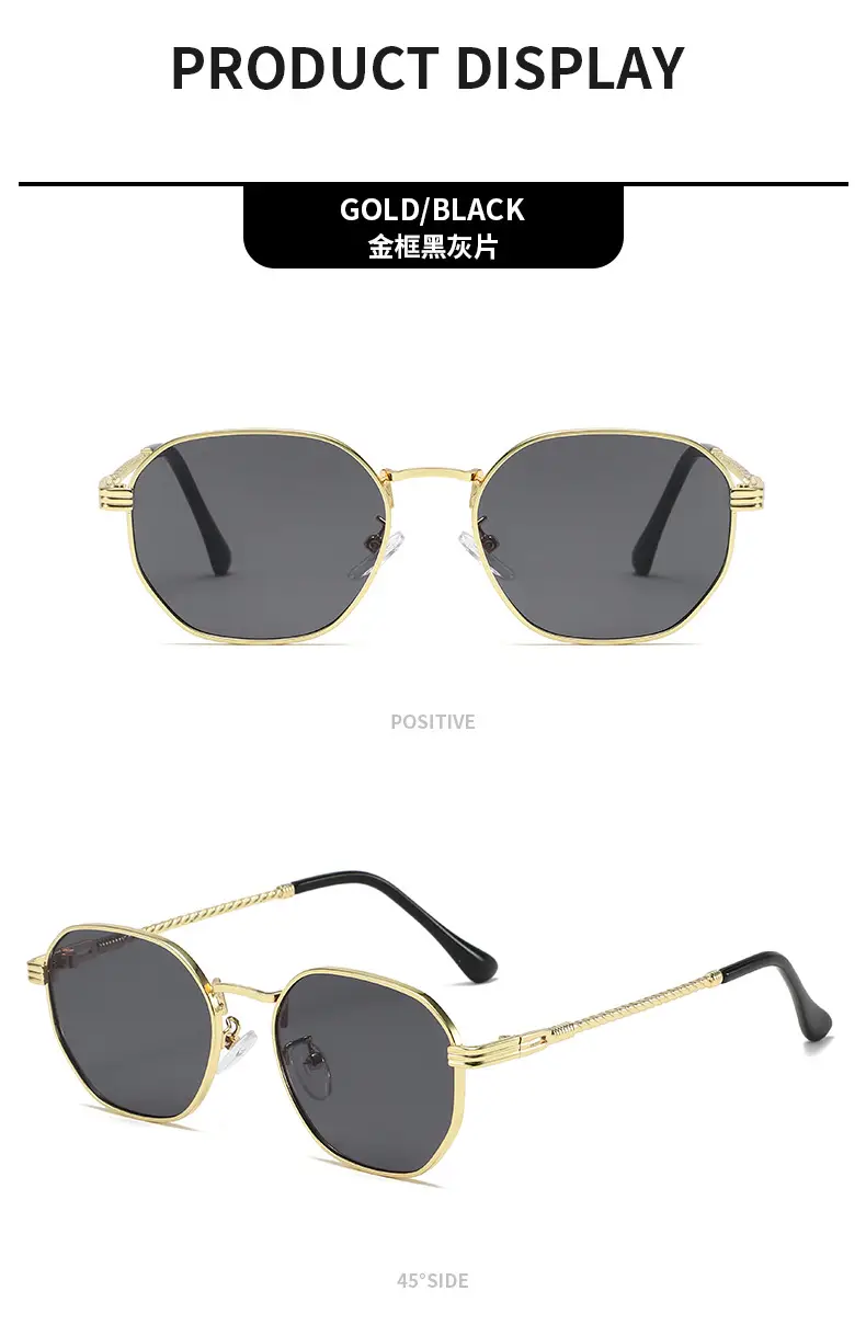 Square Sunglasses with Anti-UV Gold Frame for Men Women — feature 11