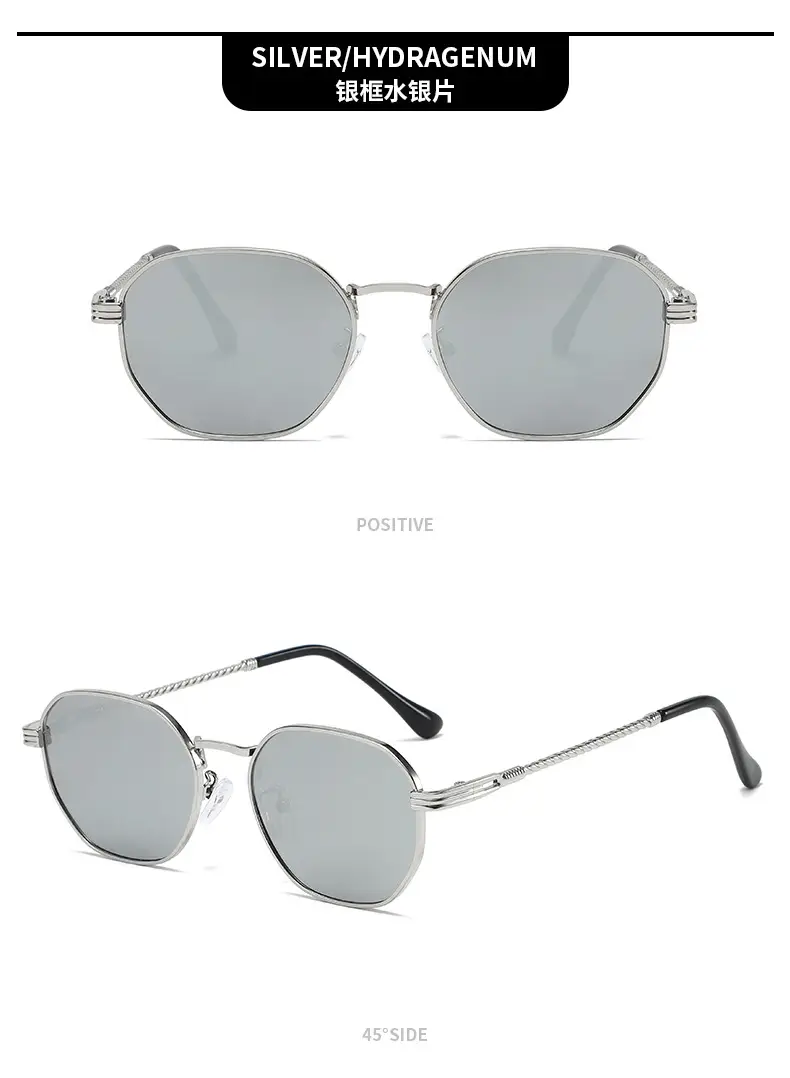 Square Sunglasses with Anti-UV Gold Frame for Men Women — feature 12