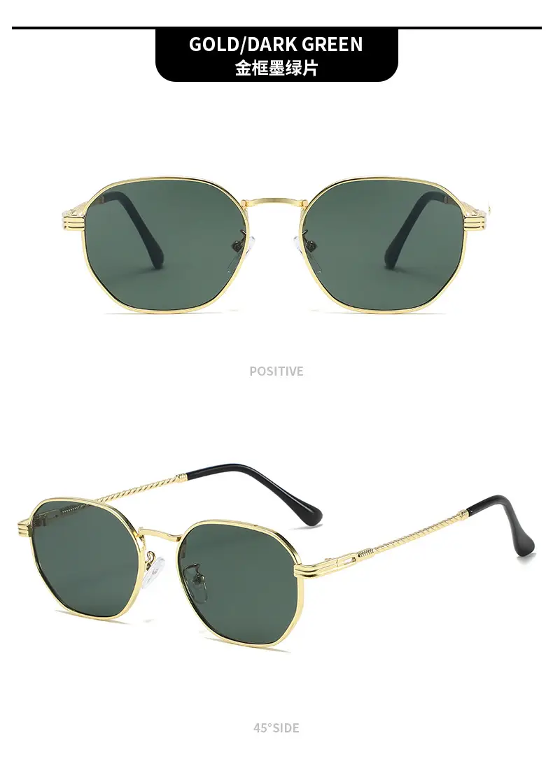 Square Sunglasses with Anti-UV Gold Frame for Men Women — feature 14