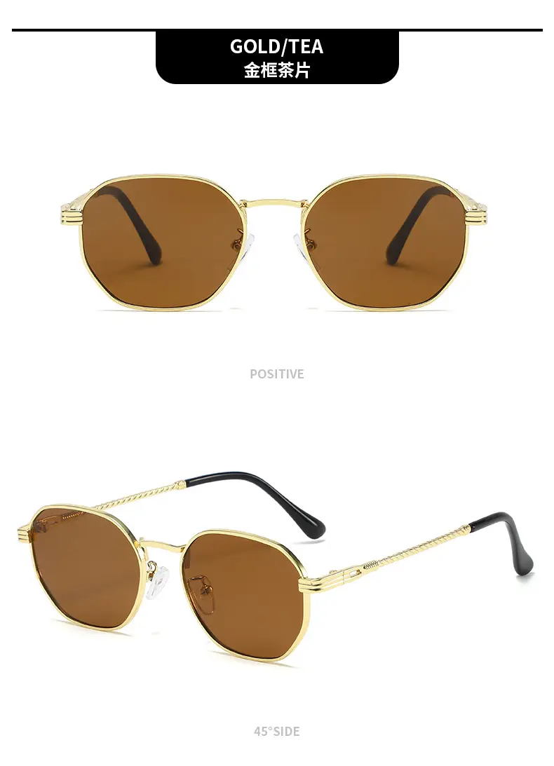 Square Sunglasses with Anti-UV Gold Frame for Men Women — feature 15