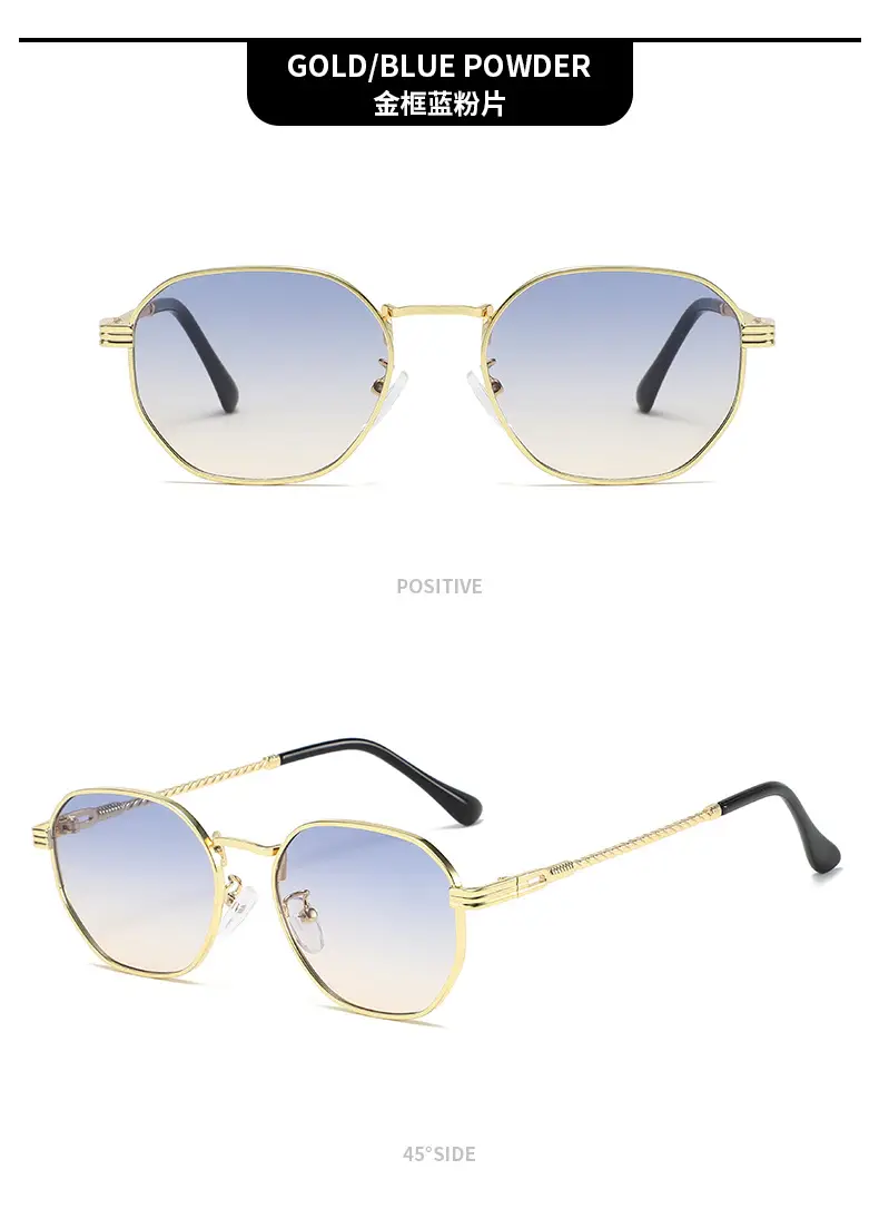Square Sunglasses with Anti-UV Gold Frame for Men Women — feature 16