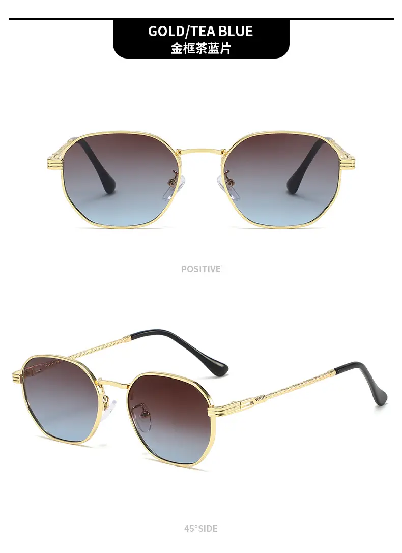 Square Sunglasses with Anti-UV Gold Frame for Men Women — feature 17
