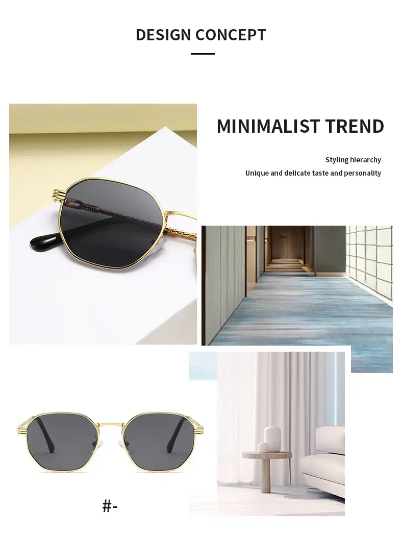 Square Sunglasses with Anti-UV Gold Frame for Men Women — feature 3