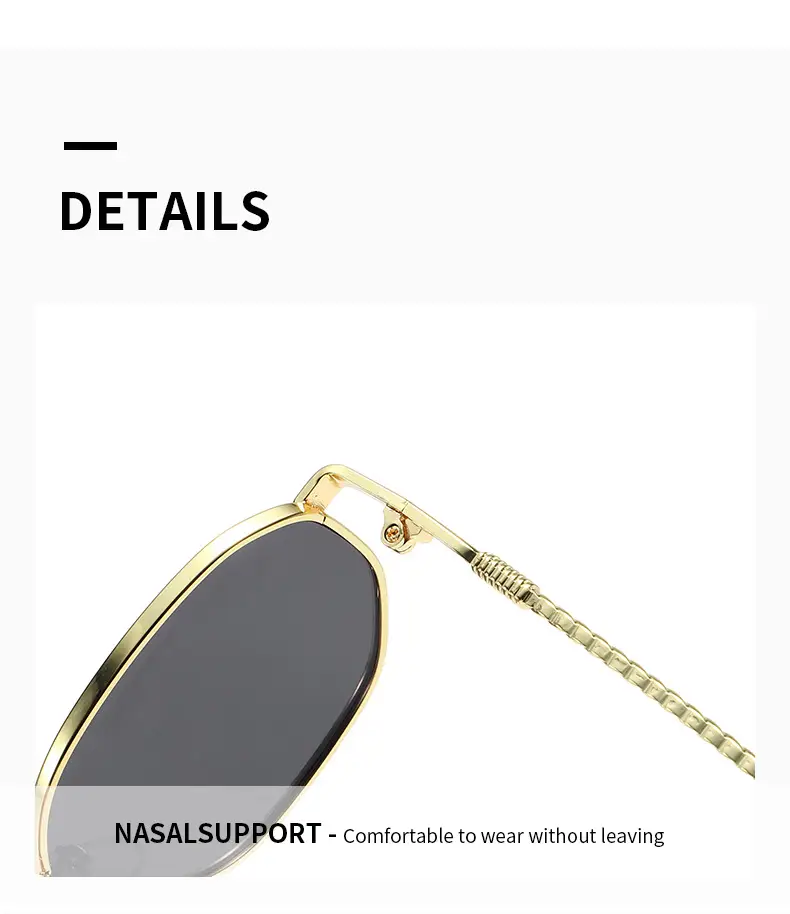 Square Sunglasses with Anti-UV Gold Frame for Men Women — feature 8