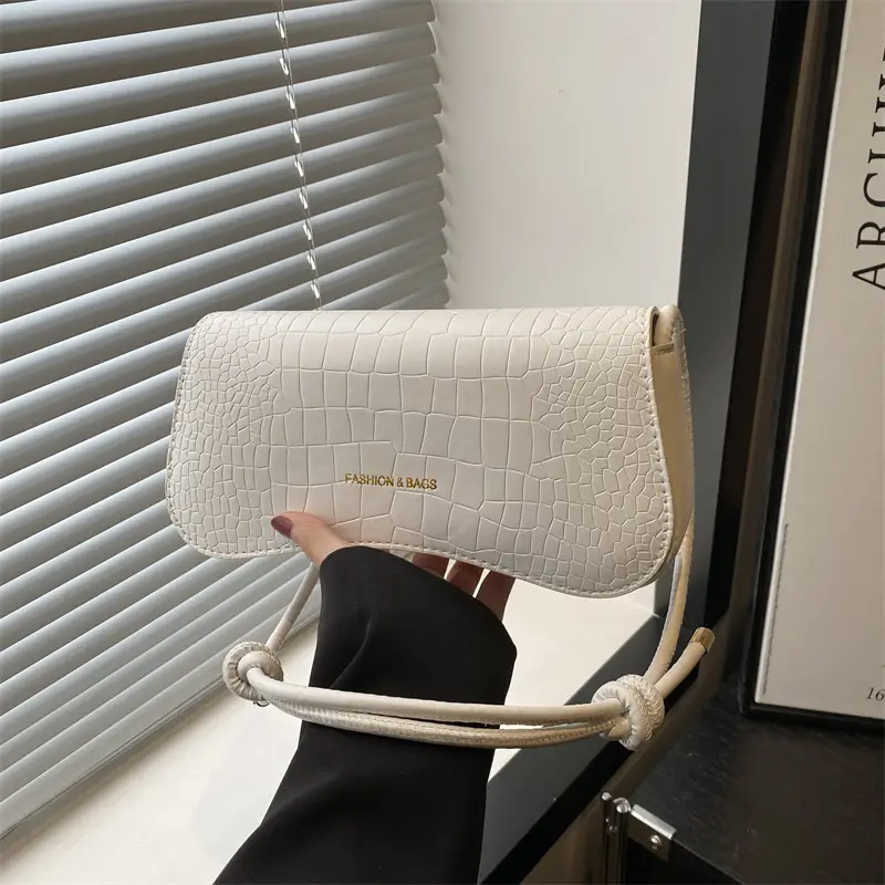 White Quilted Shoulder Bag with Strap for Women