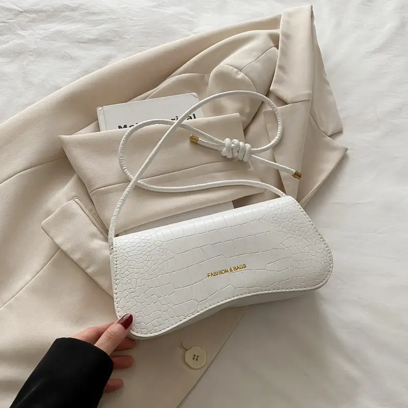 White Quilted Shoulder Bag with Strap for Women