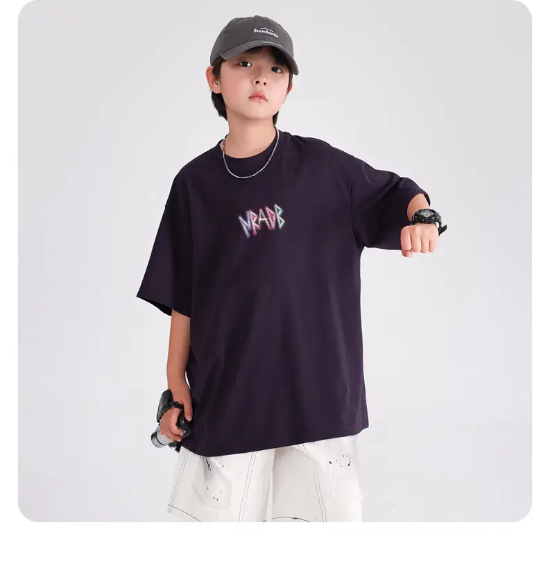 Boys T-Shirt Navy 2026 Loose Fit Half Sleeve — feature 10